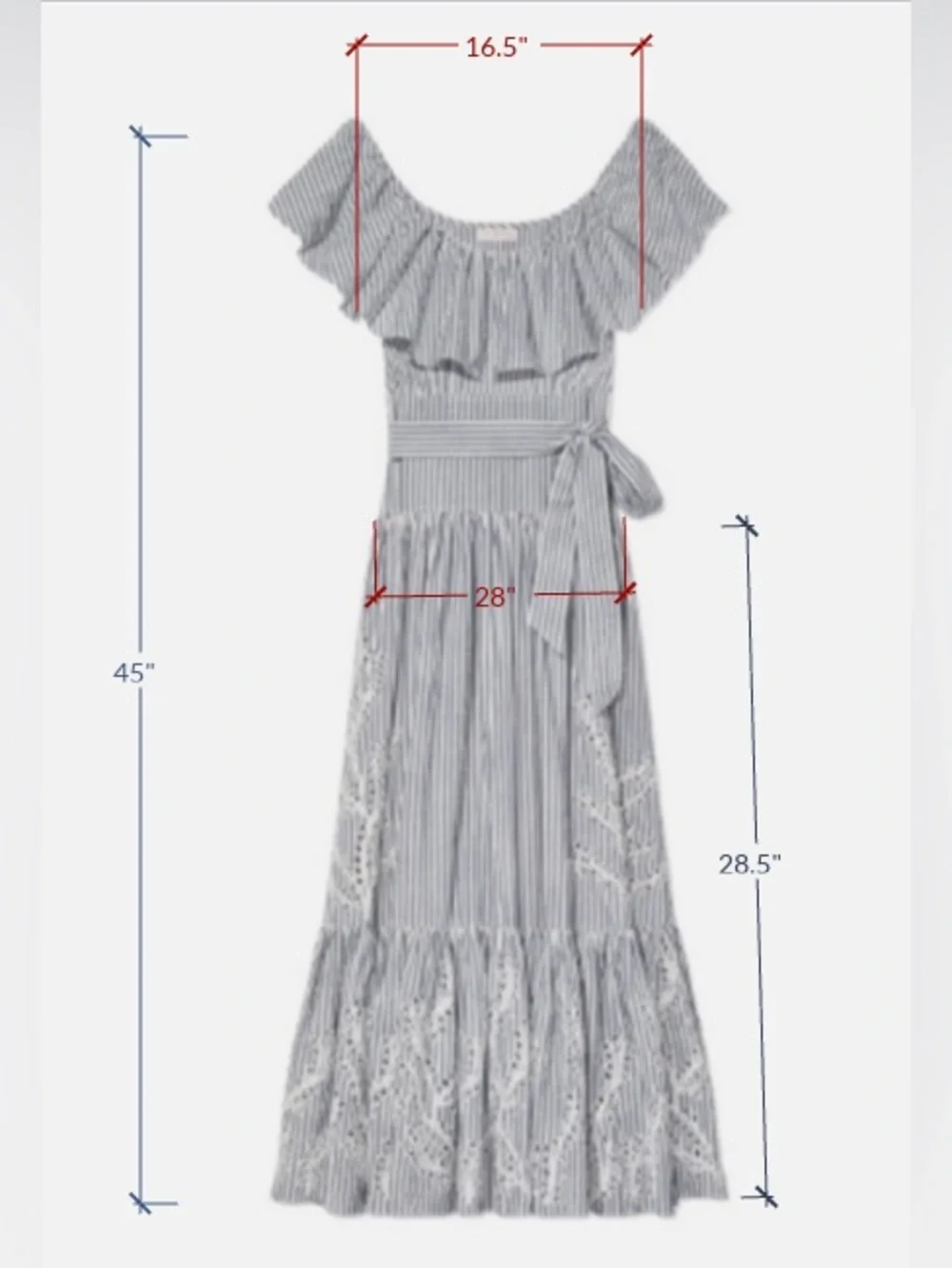 Tory Burch Gray & White Embroidered Cotton Midi Dress NWOT